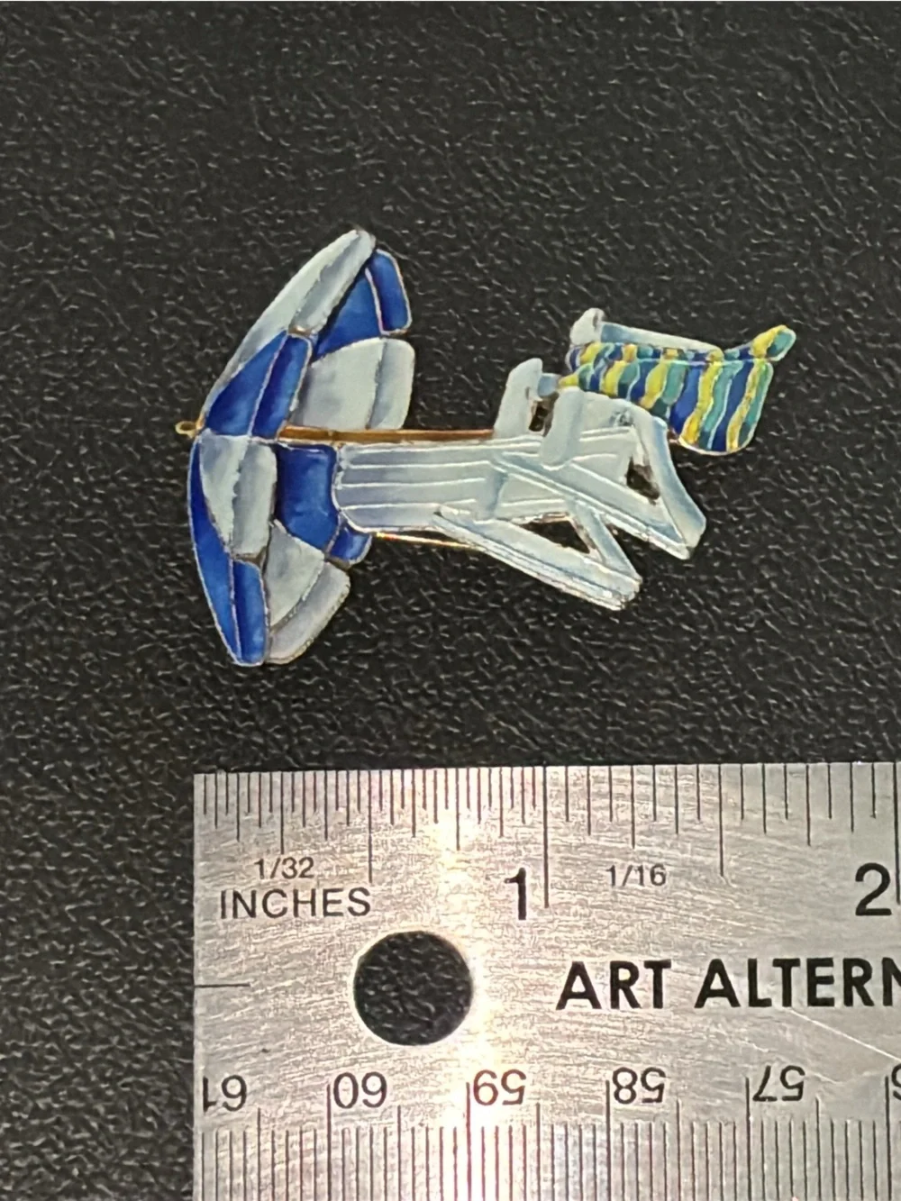 Unique Silver Brooch with Beach Vibes Blue & Silver Beach Chair Enamel Pin